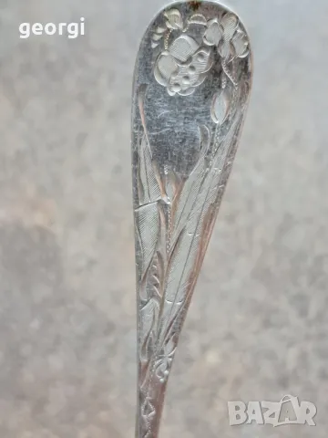 гравирaна немска сребърна лъжичка антика, снимка 3 - Други ценни предмети - 47590568