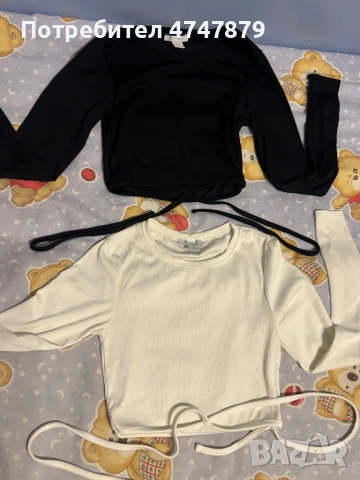 2 блузи, черно и бяло, продавам в комплект (тоест за цената получавате и двете), снимка 2 - Блузи с дълъг ръкав и пуловери - 53621928