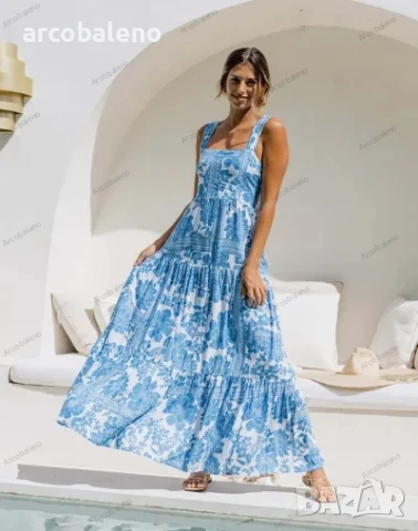 Дамска свободна рокля с презрамки с флорален принт, 5цвята , снимка 2 - Рокли - 50520960