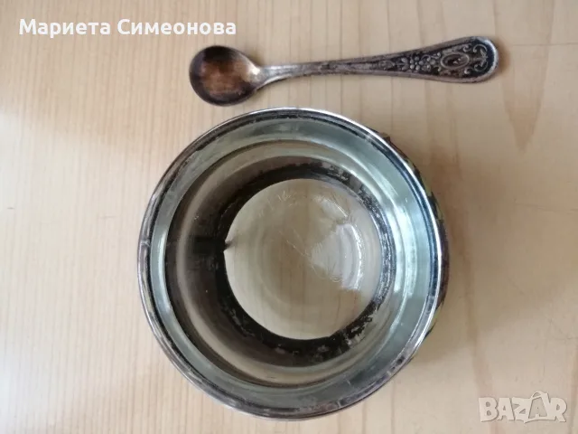 Винтидж посребрено съдче за сол, подправки /мелхиор/, снимка 2 - Аксесоари за кухня - 56157051