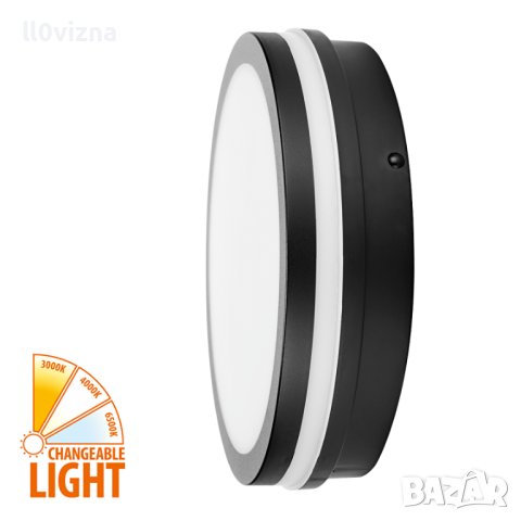 LED ВЛАГОЗАЩИТЕНА ПЛАФОНИЕРА, ЧЕРНА, 24W, 3000K/4000K/6500K, 220V-240V AC, IP54, снимка 2 - Лед осветление - 41823792