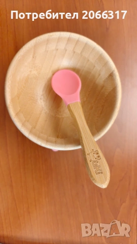 Детски комплект за хранене Oaki, Бамбукова купа, Чиния с форма на слонче, Лъжица, Розов, снимка 3 - Други - 53395708