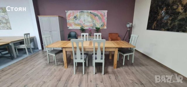 ПРОМОЦИЯ!!!Нова дървена разтегателна трапезна маса от дъб с шест стола, снимка 11 - Маси - 44149196