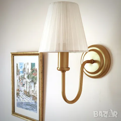 Класически златен модерен пендел със стъклен абажур, висяща лампа, снимка 3 - Лампи за таван - 47677331