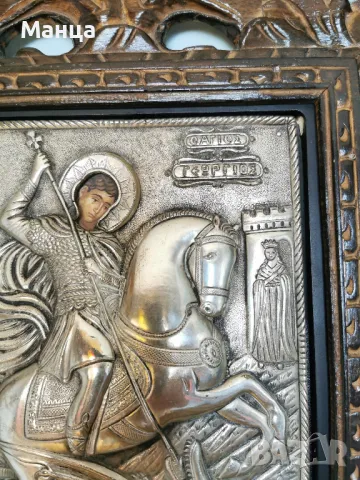 Гръцка сребърна икона Свети Георги , снимка 2 - Антикварни и старинни предмети - 50019919