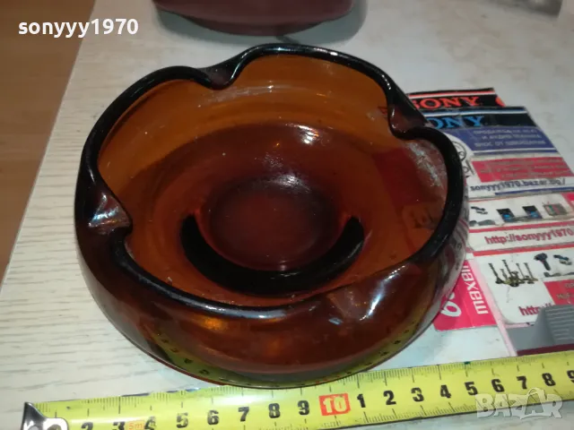 ПЕПЕЛНИК-КАФЯВО СТЪКЛО 1405251634, снимка 9 - Антикварни и старинни предмети - 50288175