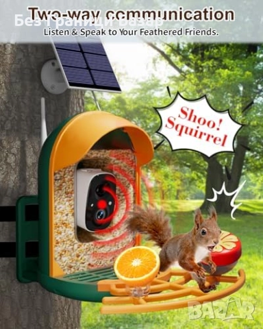 Нова Хранилка с камера за наблюдение на птици 2K, водоустойчива и умна, снимка 7 - IP камери - 52698645