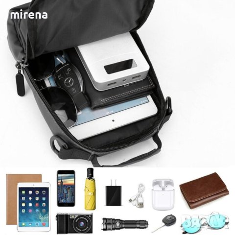 2022 Мъжка чанта за през рамо против кражба, USB зареждане, водоустойчива, многофункционална чанта з, снимка 2 - Чанти - 40348990