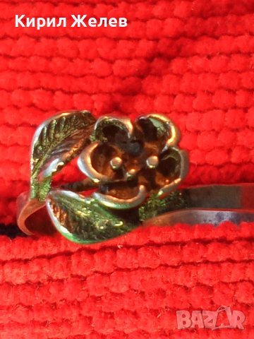 СТАРИНЕН СРЕБЪРЕН ФЛОРАЛЕН БЕЛ ЕПОК ПРЪСТЕН - РОЗА ЦВЕТЕ ВИСОКА ПРОБА СРЕБРО РЪЧНА АРТ РАБОТА 20459