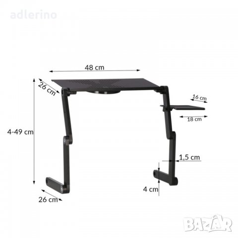Стойка за лаптоп, сгъваема маса, алуминий, с USB вентилатор , снимка 7 - Маси - 34316670