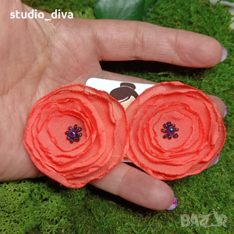 Обеци цветя, снимка 3 - Обеци - 52284339