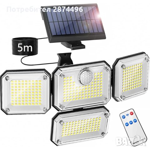 333LED Водоустойчива соларна лампа, снимка 12 - Соларни лампи - 41574123