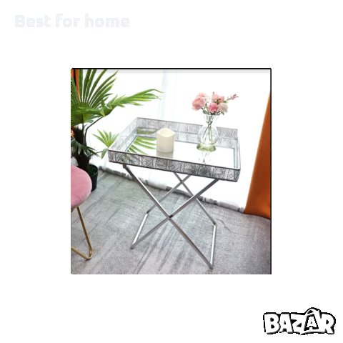 Сгъваема метална маса с огледален плот, снимка 3 - Маси - 41358505