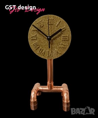 Часовник Злато Кристали Епоксидна смола Топ За Бюро Мебели Етажерка Медни тръби Минималистичен , снимка 1