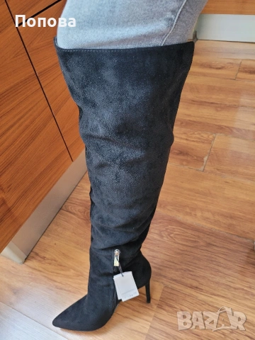Дамски черни ботуши от велур, снимка 7 - Дамски ботуши - 53844589