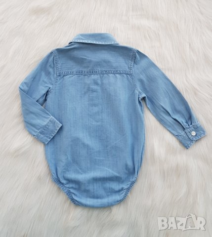 Бебешка дънкова риза тип боди 12-18 месеца, снимка 7 - Бодита за бебе - 41836793