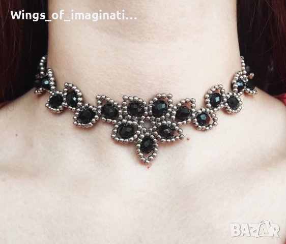 Комплект колие/чокър и обеци, ръчна изработка , снимка 3 - Бижутерийни комплекти - 39170661