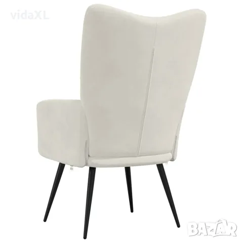 vidaXL Релаксиращ стол, кремавобял, кадифе, снимка 5 - Столове - 56146821