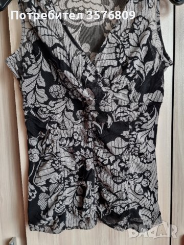 Елегантна блуза потник, в черна щампа , снимка 5 - Корсети, бюстиета, топове - 39568519