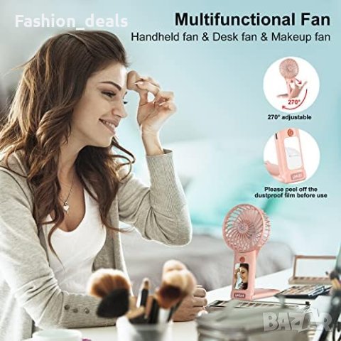 Нов преносим ръчен USB вентилатор с 4 скорости и огледало 2000 mAh батерия за охлаждане лято, снимка 7 - Други стоки за дома - 41650579