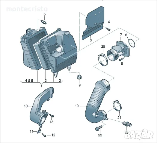 Въздуховод Audi A4 B7 (2004-2007г.) 8E0129615J / 8E0 129 615 J, снимка 4 - Части - 55811489