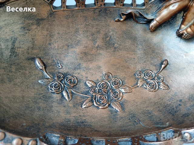 Голяма фруктиера с ангелчета , снимка 5 - Антикварни и старинни предмети - 53762914