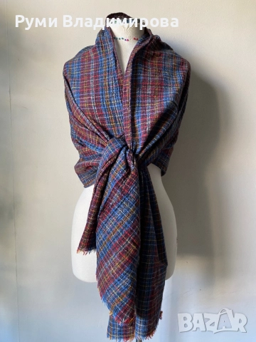 Кариран, италиански, мъжки шал от 100 % вълна, снимка 3 - Шалове - 52788406