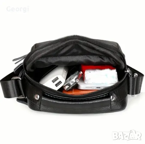  Мъжка компактна и малка чантичка с дръжка за през рамо (естествена кожа), снимка 11 - Чанти - 49305880