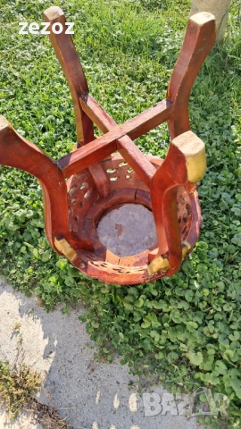 Махагонова масичка с мрамор, снимка 6 - Маси - 53185471