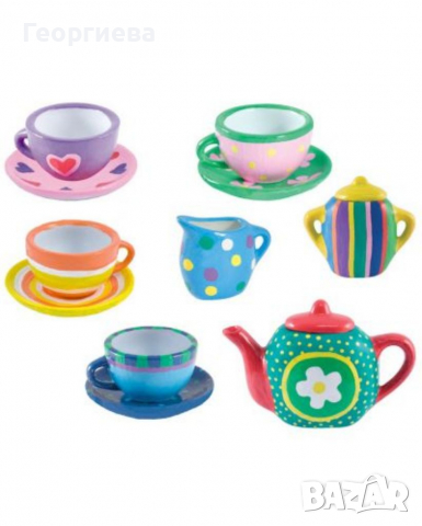 Керамичен сервиз за чай , снимка 6 - Рисуване и оцветяване - 36171934