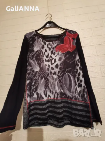 СТРАХОТНА БЛУЗА ЕФЕКТЕН ДЕСЕН XL-2XL, снимка 2 - Туники - 48605874