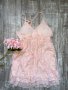 Нежна елегантна ефирна женствена рокля 3Д цветя рокля в прасковен цвят, снимка 4