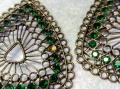 КРАСИВИ АЖУРНИ СРЕБРИСТИ ОБЕЦИ с ФАСЕТИРАНИ ЗЕЛЕНИ КРИСТАЛЧЕТА 34217, снимка 4