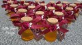 Шишенца с коркова тапа напълнени с мед и декорирани с сатенена лента и цветя, снимка 3