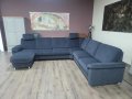 Син П образен ъглов диван от плат с функция сън ZE-EM09003, снимка 5