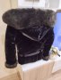 Nazaro блестящо късо черно яке с огромна пухена качулка с косъм палто парка , снимка 5