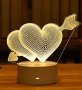 Светещо сърце за Свети Валентин - холограмна 3d лед, снимка 1 - Настолни лампи - 44263450