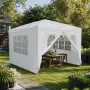 Градинска шатра павилион 3x4x2.5 м бяла – Парти шатра със стени, 4 прозореца и вход с цип, снимка 6