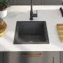vidaXL Ръчно изработена кухненска мивка, черна, неръждаема стомана, снимка 3