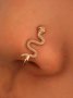 Красива Обеца за Нос в Златисто във Формата на Змия КОД е225, снимка 1 - Обеци - 39477468
