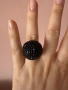 Пръстен с черни камъчета, снимка 1