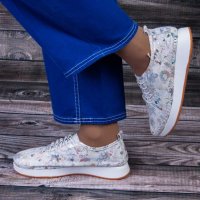 Дамски спортни обувки от естествена кожа с щампи на цветя , снимка 6 - Дамски ежедневни обувки - 40412360