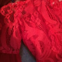 Елегантна червена дантелена рокля , снимка 11 - Рокли - 38035901