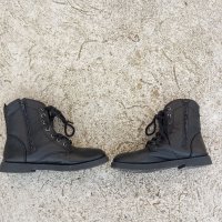 Черни дамски кожени обувки тип  кубинка, снимка 6 - Дамски боти - 40561216