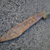 Еничарски ятагановиден нож каракулак, снимка 1 - Антикварни и старинни предмети - 36074952