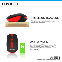 Оптична безжична мишка W551 цветове USB DPI=1600 / Черен, Червен, Син, снимка 2 - Клавиатури и мишки - 36135416