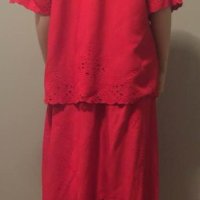 Елегантен комплект, Червен летен костюм, Комплект с пола, снимка 7 - Рокли - 44231353