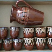 Троянска битова керамика - комплект кана 1 л., 6 бр.чаши 150 мл., 5 бр. чаши 100 мл., снимка 17 - Сервизи - 42610852