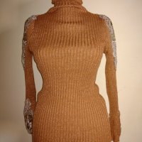Дамско поло с дантела  и ламе , снимка 1 - Блузи с дълъг ръкав и пуловери - 34520379