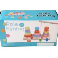 Игра 3в1, Pole Fishing, риболов и сортер, дърво, снимка 2 - Образователни игри - 41478575